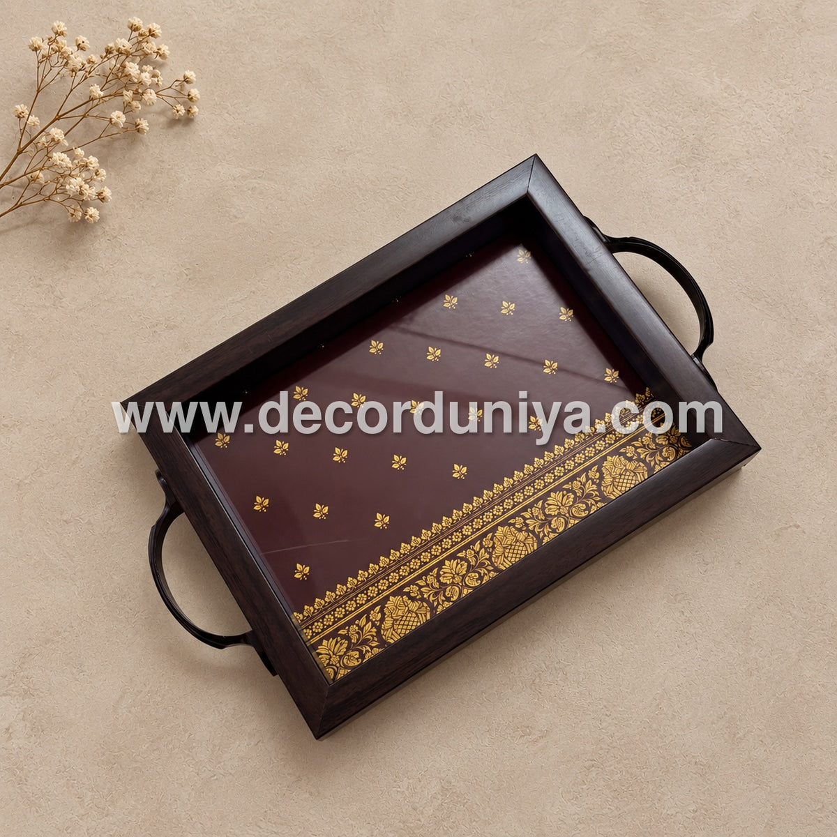 Serving Tray | Rectangular Tray with Easy-Grip Handles | Multipurpose Kitchen, Dining & Home Decor Organizer – DD104