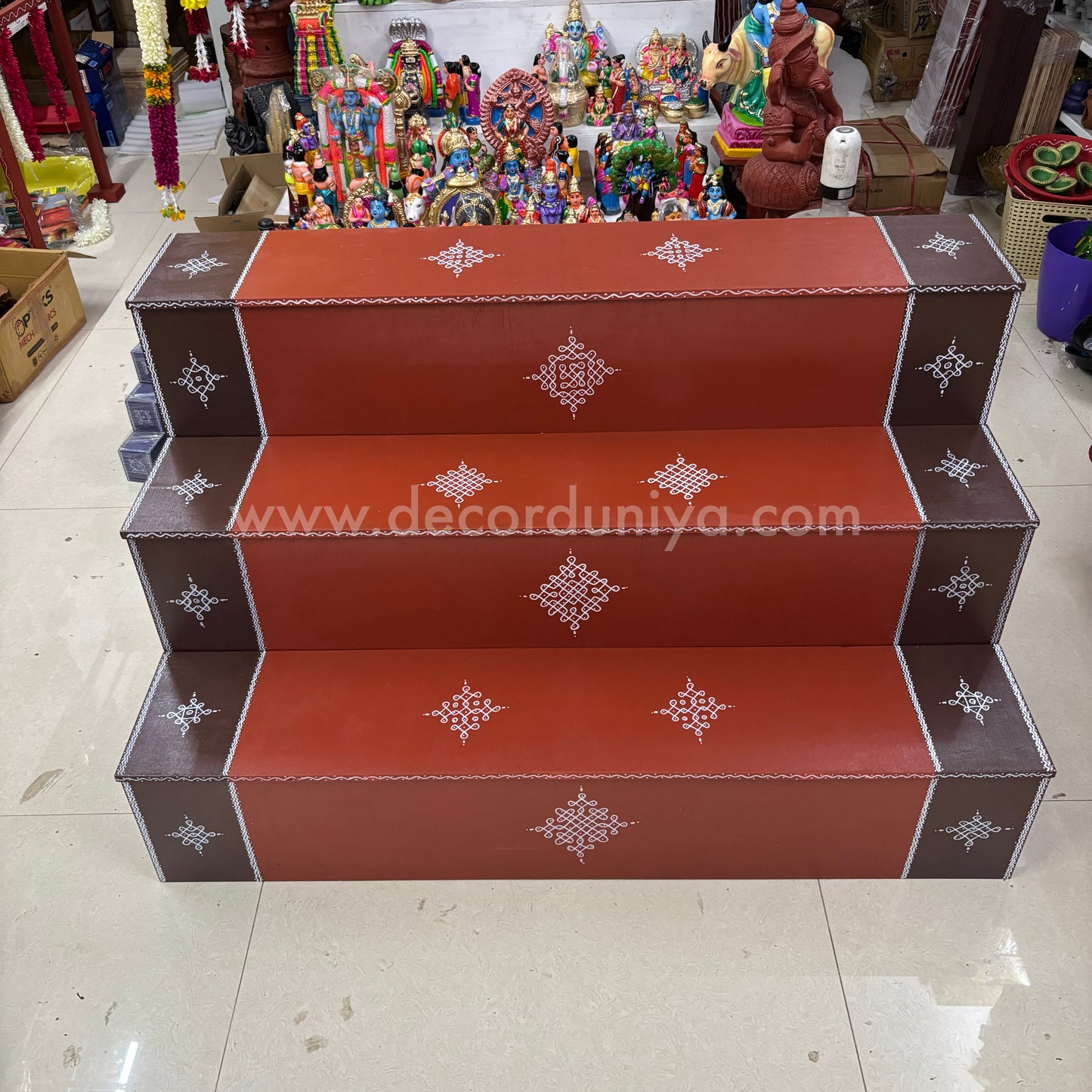 Dismantable 3 step Golu Padi | 48 inches Width - DGP26