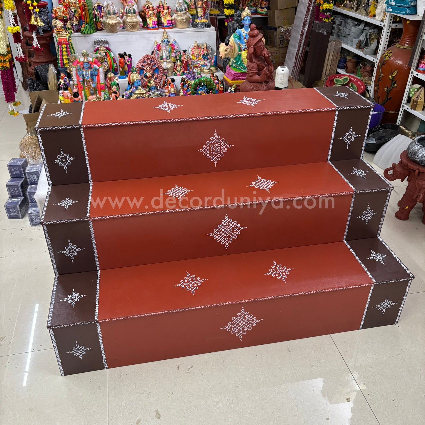 Dismantable 3 step Golu Padi | 48 inches Width - DGP26