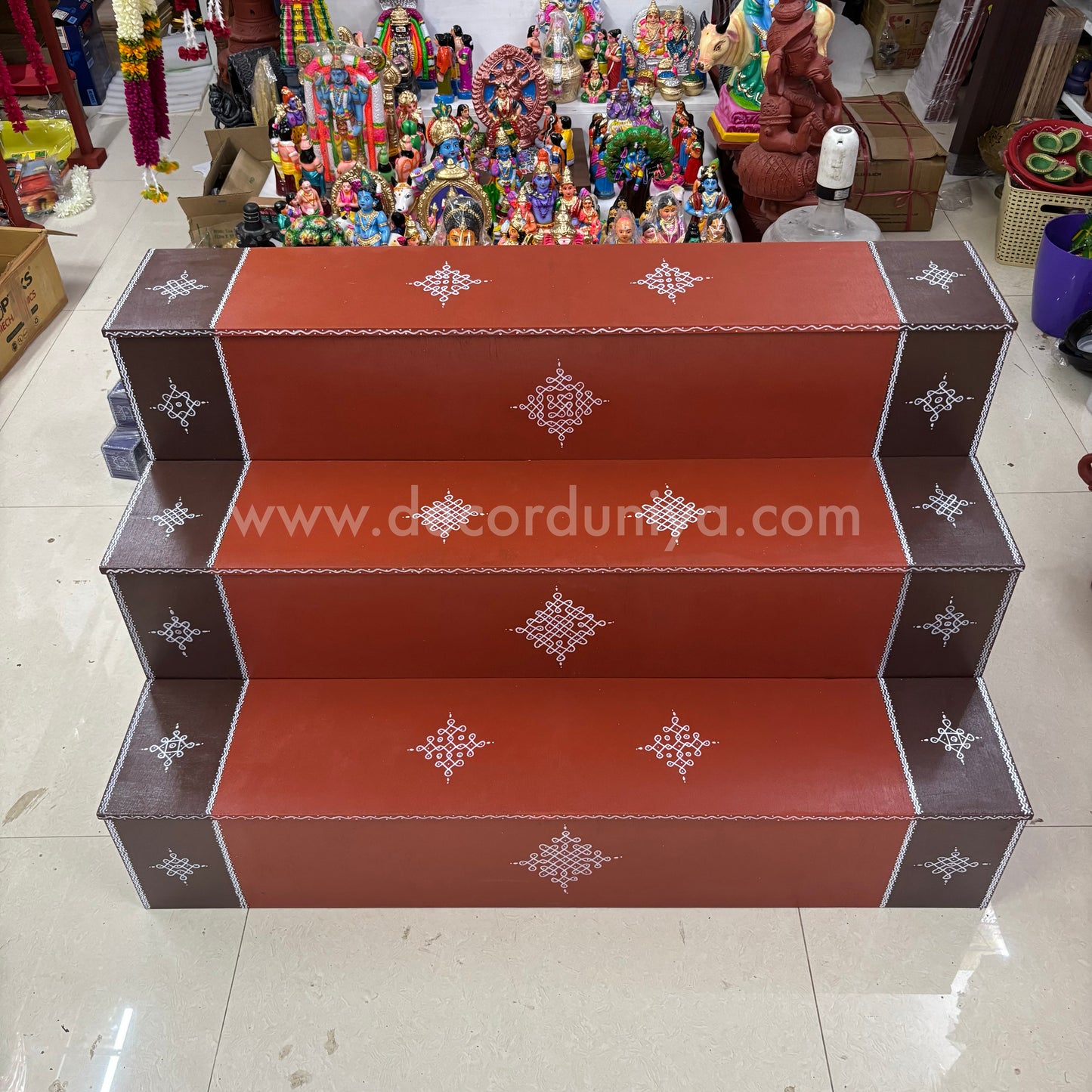 Dismantable 3 step Golu Padi | 48 inches Width - DGP26