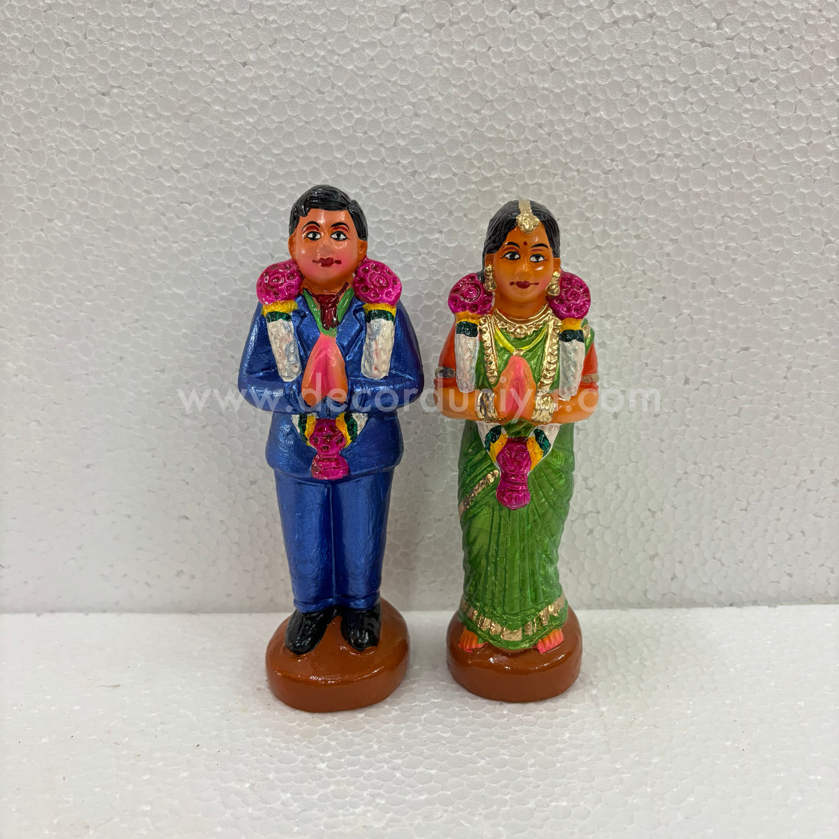 Bride & Groom Mama Mami Clay Golu Doll Set | South Indian Wedding Couple | Navaratri Golu Bommai – TKS21