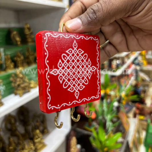Wooden Key Holder with Kolam - KH1
