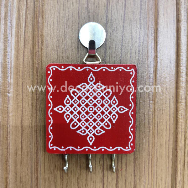 Wooden Key Holder with Kolam - KH1