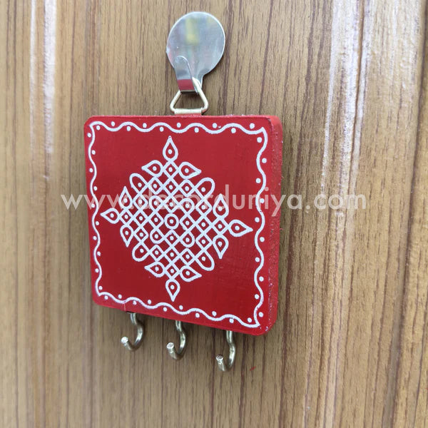 Wooden Key Holder with Kolam - KH1