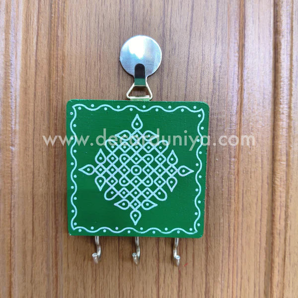 Wooden Key Holder with Kolam - KH1