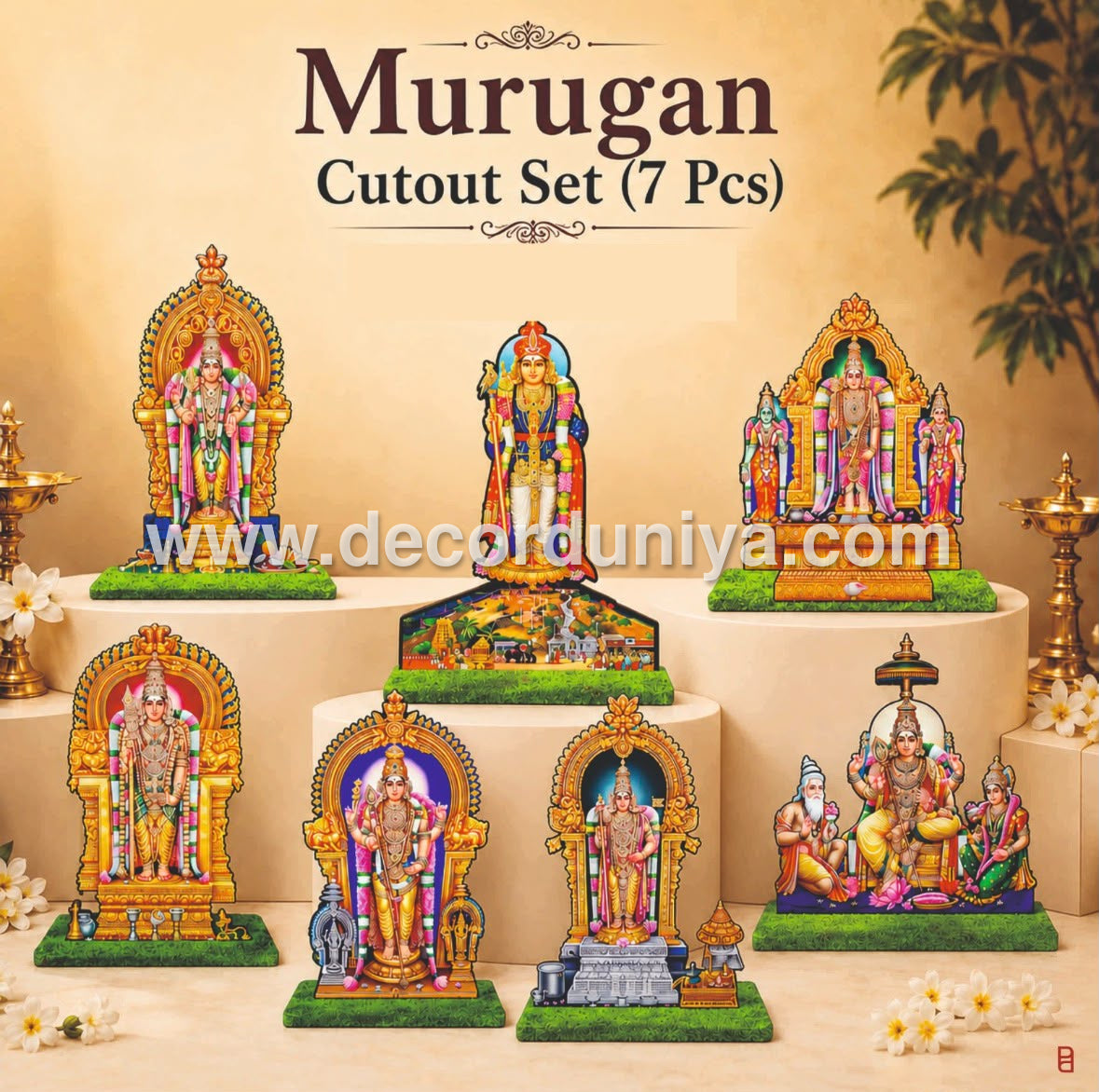 Murugar MDF Golu Cutouts Set | 7-Piece Lord Murugar | Pre-Order – KLM3