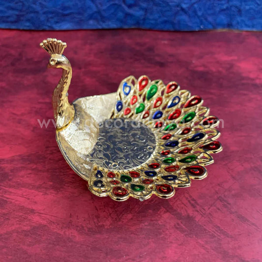 Meenakari Peacock Candle Light Holder - KSP51
