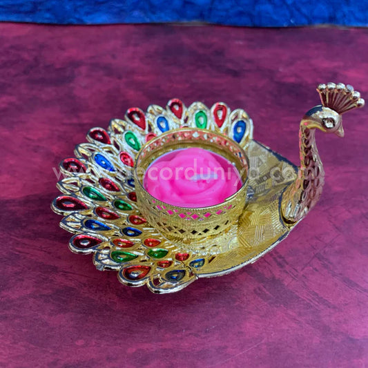 Meenakari Peacock Candle Light Holder - KSP52