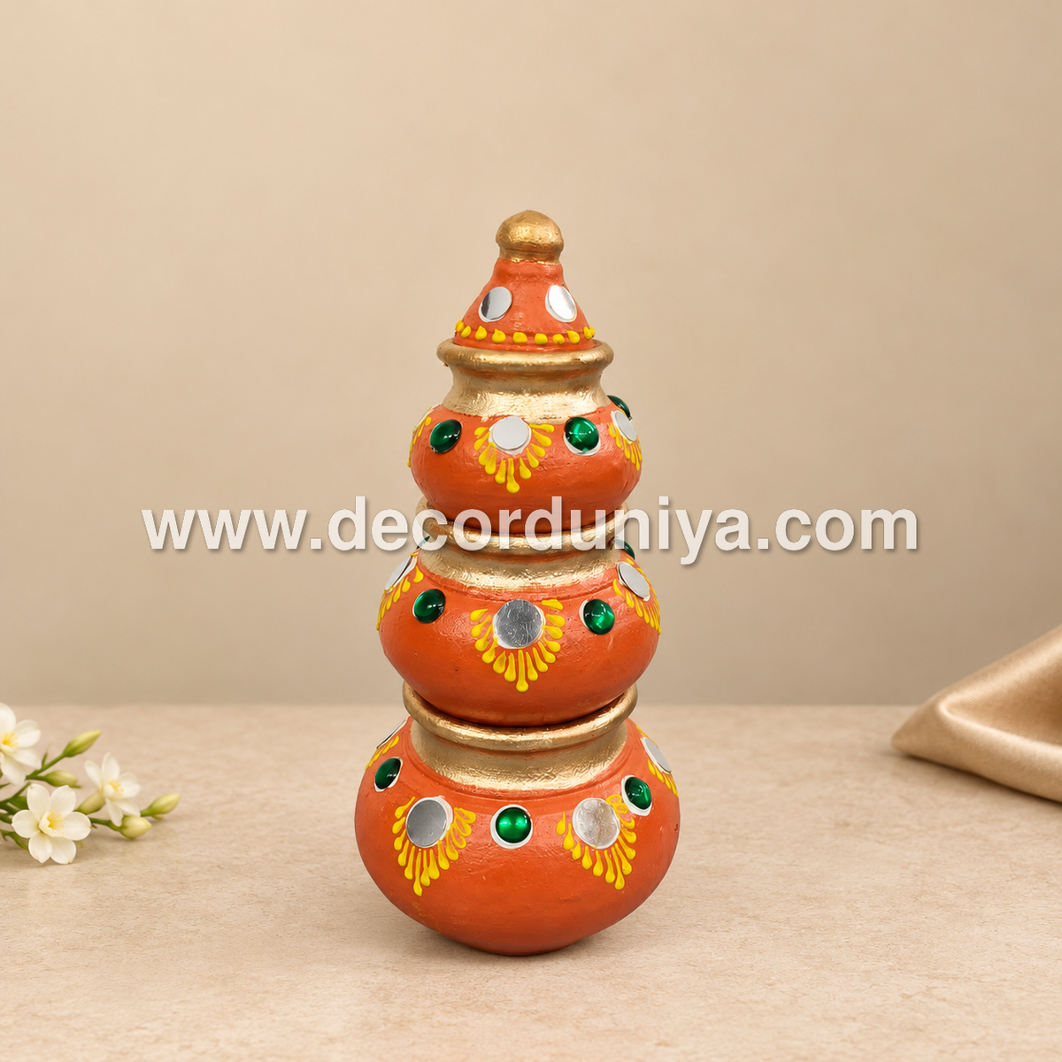 Handmade Clay Akshaya Kubera Pot | Kubera Pot Brings Prosperity, Good Luck, Financial Gains - KP21