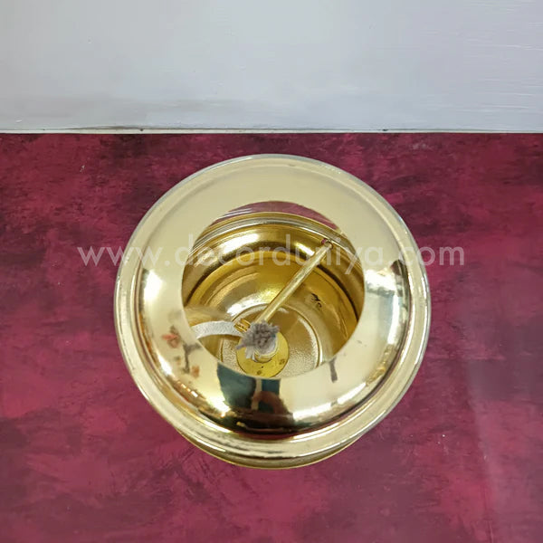 Brass Anaya vilakku with Glass Lid - MAN21