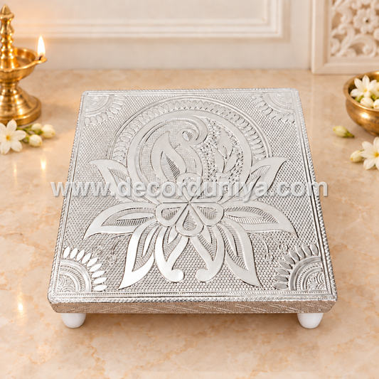 Wooden Meenakari Manai | Silver - MN1042