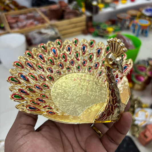 Meenakari Peacock Candle Light Holder - PA1