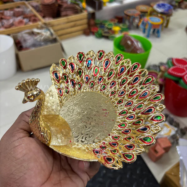 Meenakari Peacock Candle Light Holder - PA1