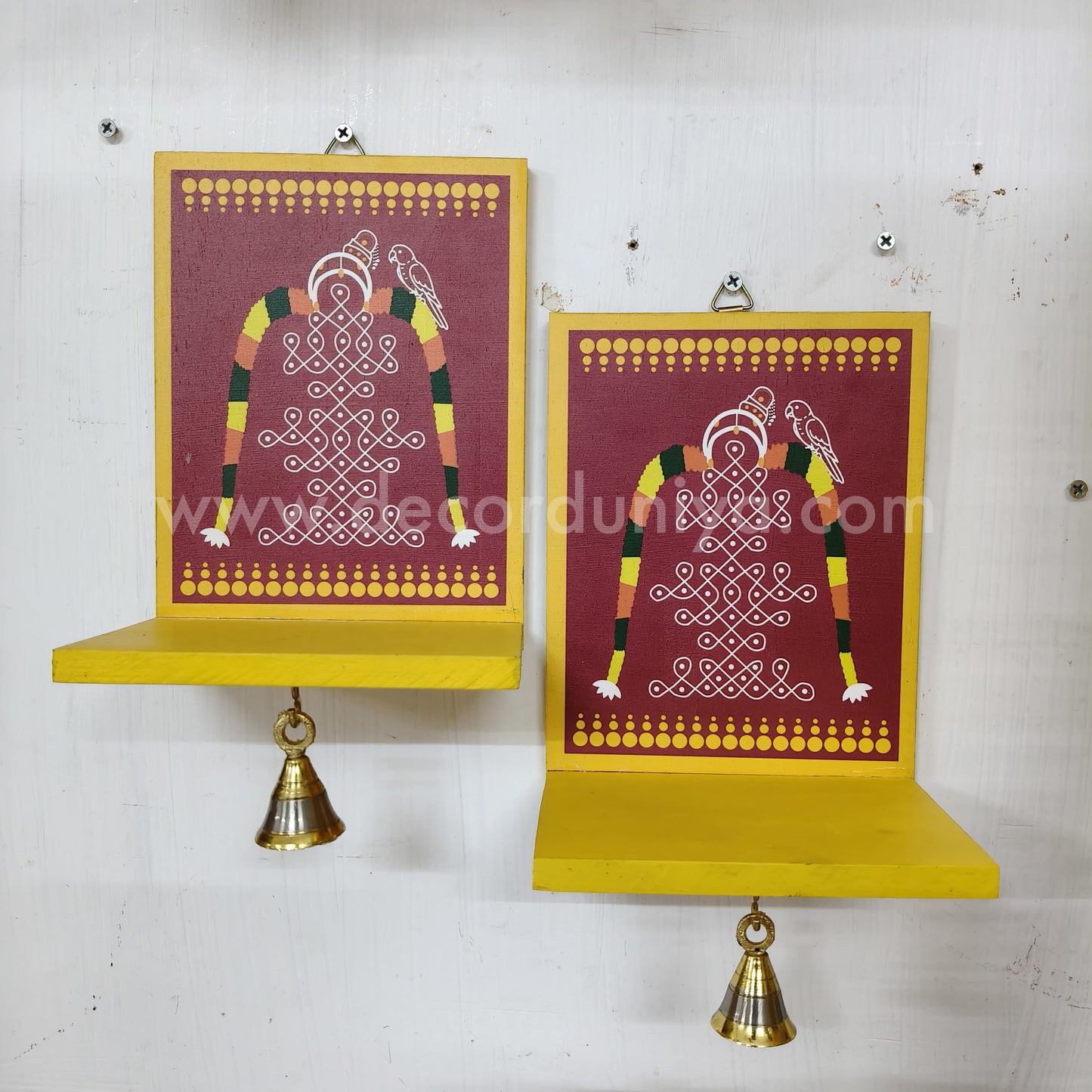 Wooden Kolam Wall Shelf, Vilakku Madam - VMB12