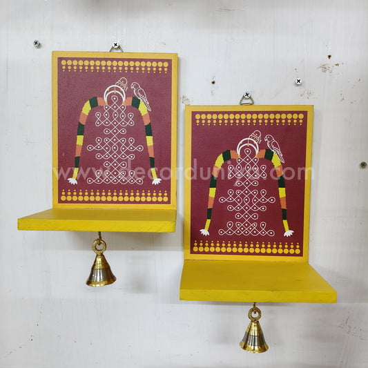 Wooden Kolam Wall Shelf, Vilakku Madam -  VMB12