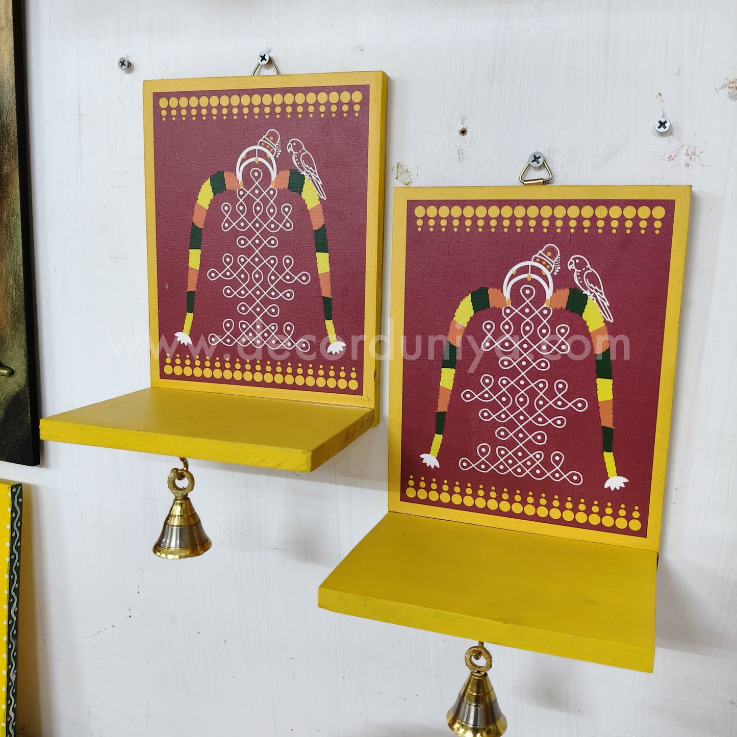 Wooden Kolam Wall Shelf, Vilakku Madam - VMB12