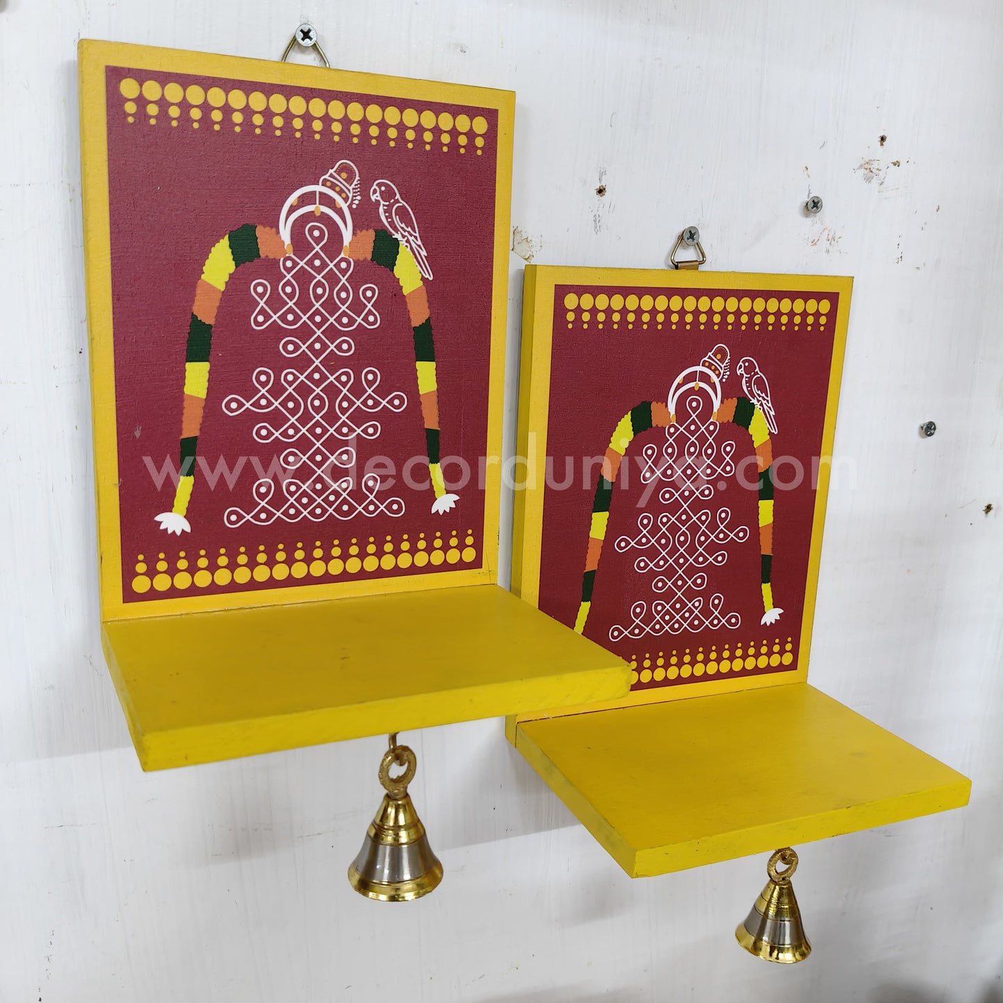 Wooden Kolam Wall Shelf, Vilakku Madam - VMB12