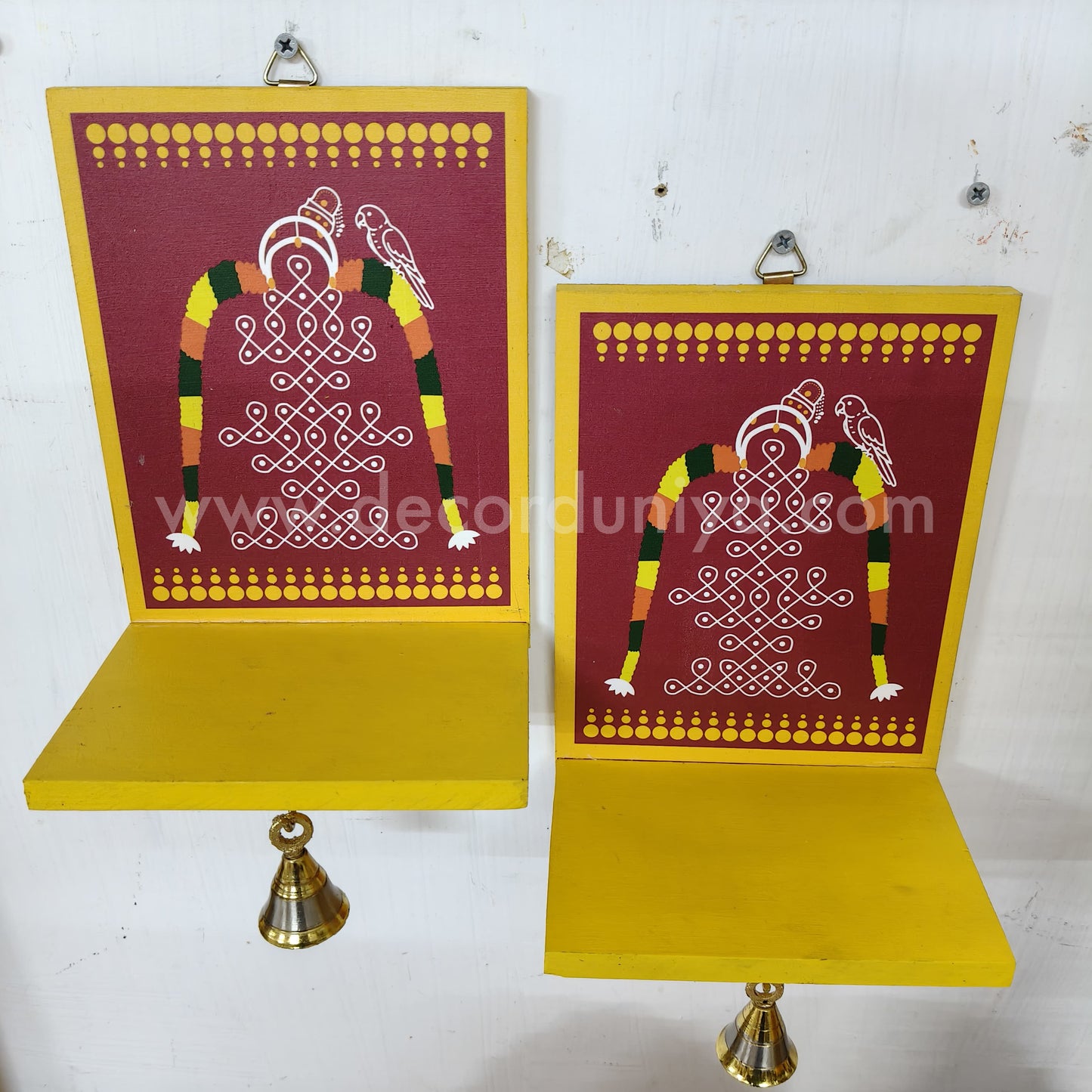Wooden Kolam Wall Shelf, Vilakku Madam - VMB12
