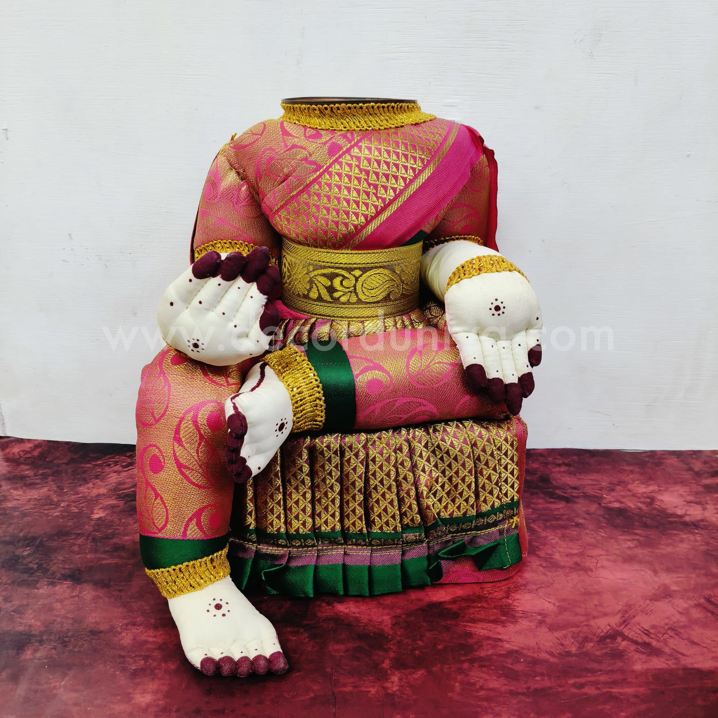Saree Drapped Ready Goddess Doll (Body) with Copper Kalasam for Varalakashmi Pooja / Decoration - VL3