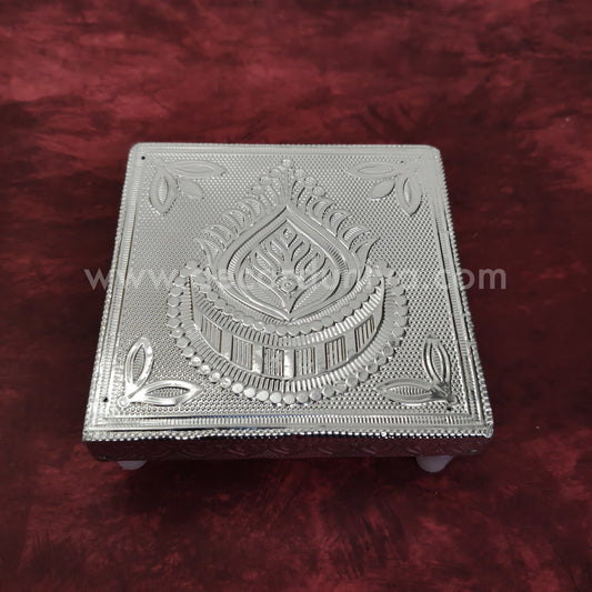 Wooden Meenakari Manai | Silver - MN104