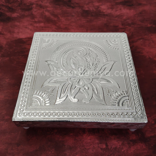 Wooden Meenakari Manai | Silver - MN105