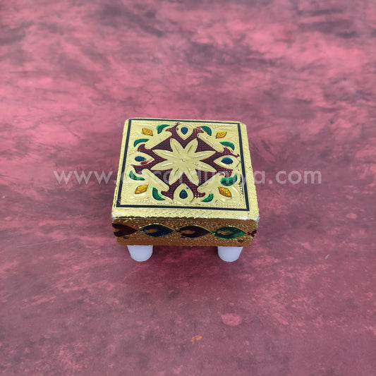Wooden Meenakari Manai | Metallic Gold - MN106