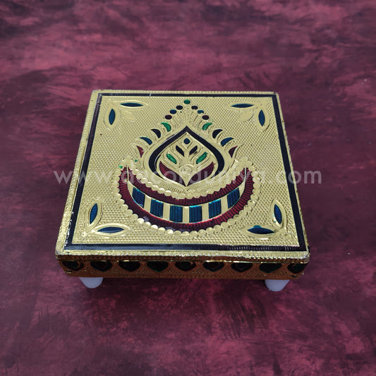 Wooden Meenakari Manai | Metalic Gold - MN108