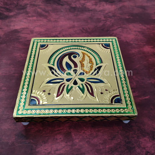 Wooden Meenakari Manai | Metalic Gold - MN109