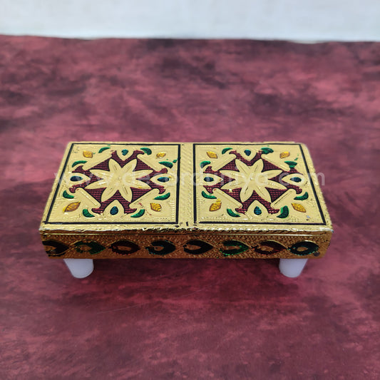 Wooden Meenakari Manai | Metalic Gold - MN111