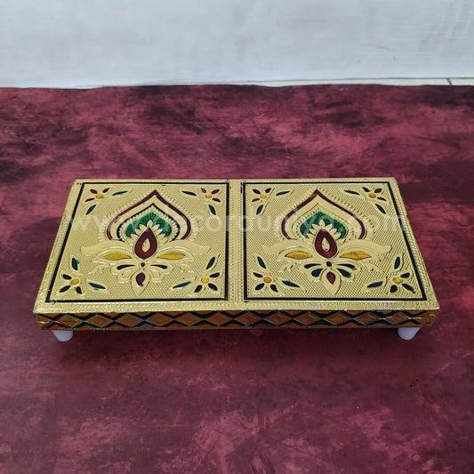 Wooden Meenakari Manai | Metalic Gold - MN113