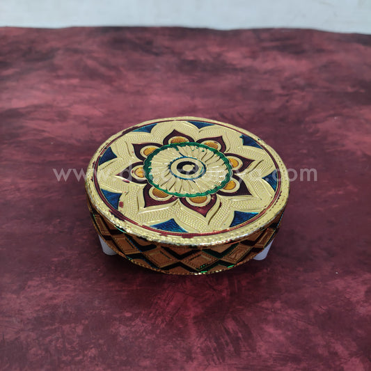 Wooden Meenakari Manai | Metalic Gold - MN114