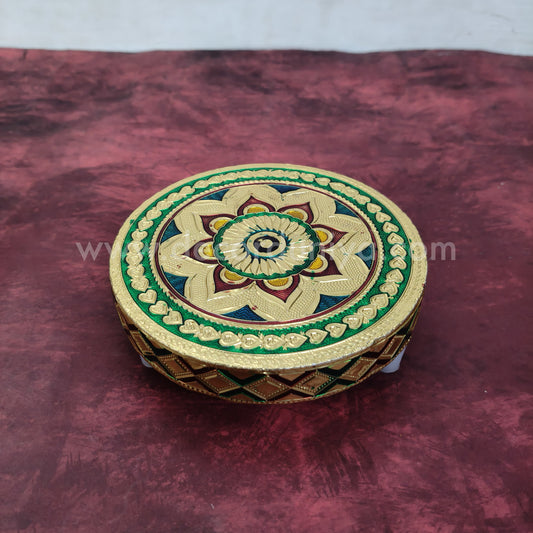 Wooden Meenakari Manai | Metalic Gold - MN115