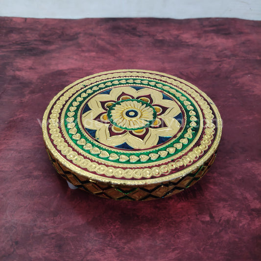 Wooden Meenakari Manai | Metalic Gold - MN116