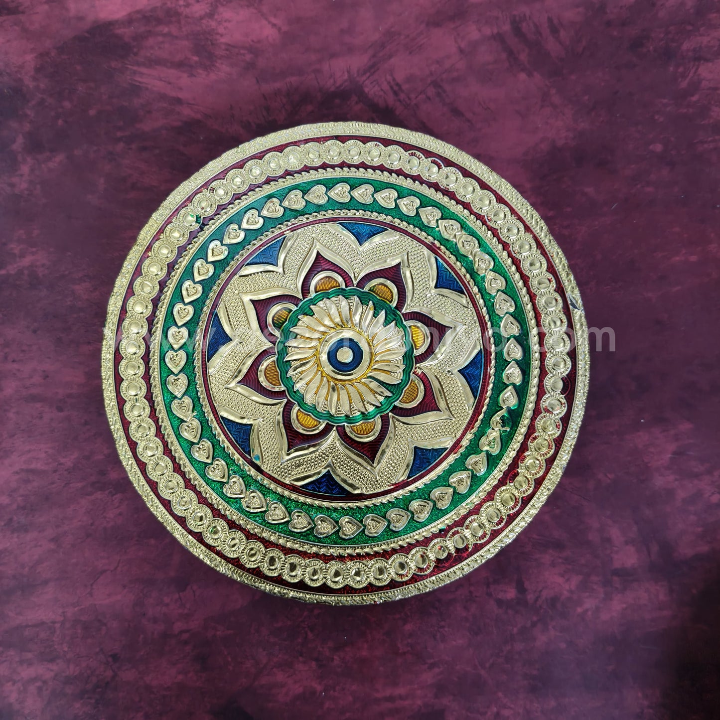 Wooden Meenakari Manai | Metalic Gold - MN116