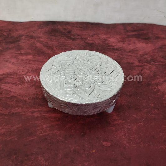 Wooden Meenakari Manai | Silver - MN117