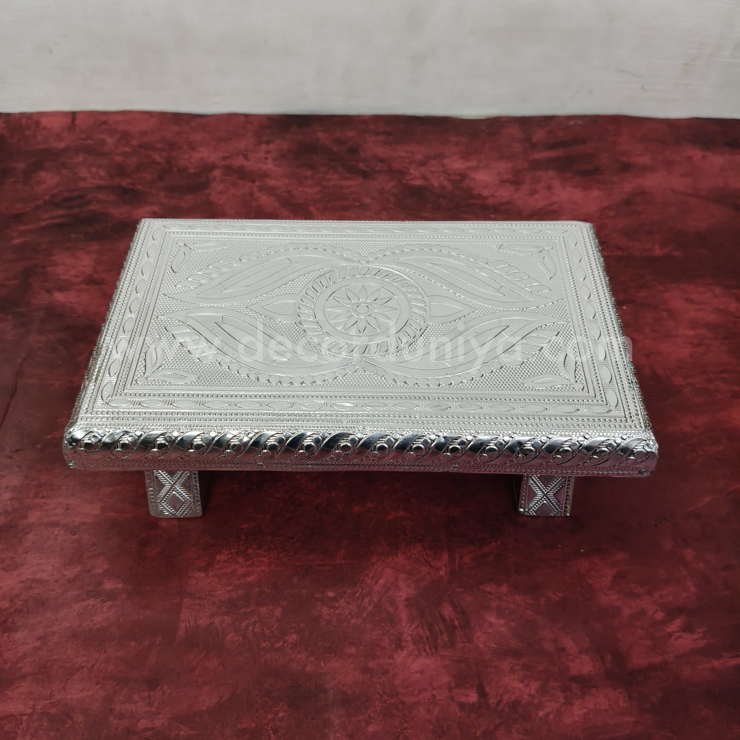 Wooden Meenakari Manai | Silver - MN121