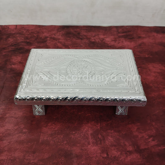 Wooden Meenakari Manai | Silver - MN121