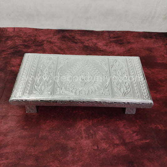 Wooden Meenakari Manai | Silver - MN122