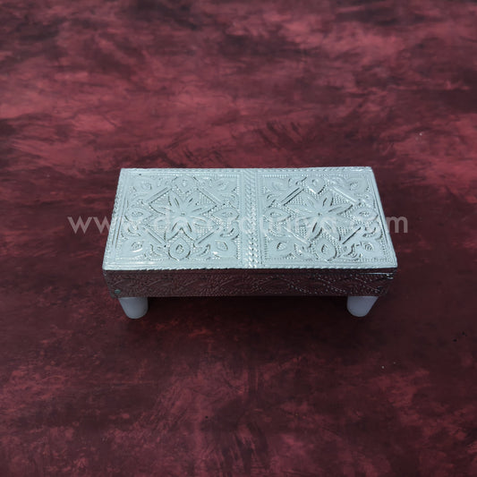 Wooden Meenakari Manai | Silver - MN124