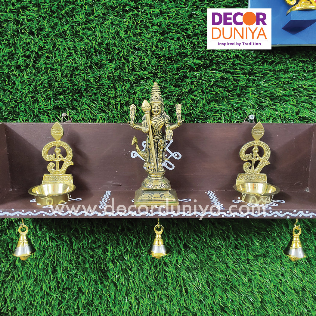 Wooden Stand with Brass Murugar & Om Vilakku - PS3
