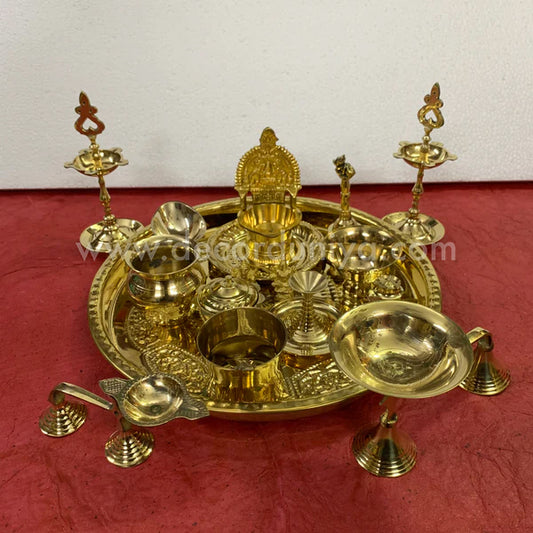Brass Pooja Thali Set - 18 Pcs - PTS2-C