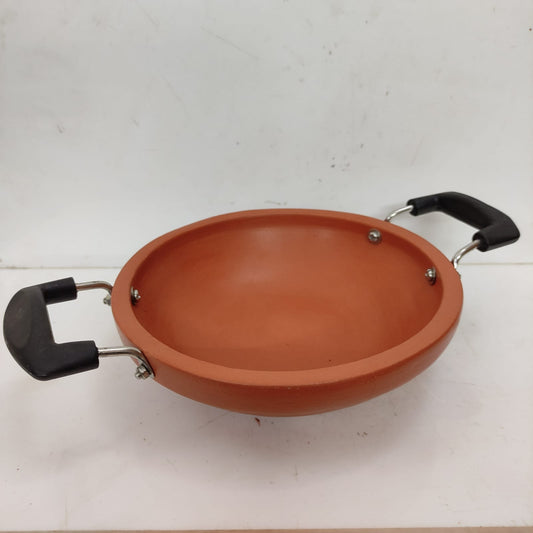 Clay Fine Finish Kadai with Stainless steel handle - RM016