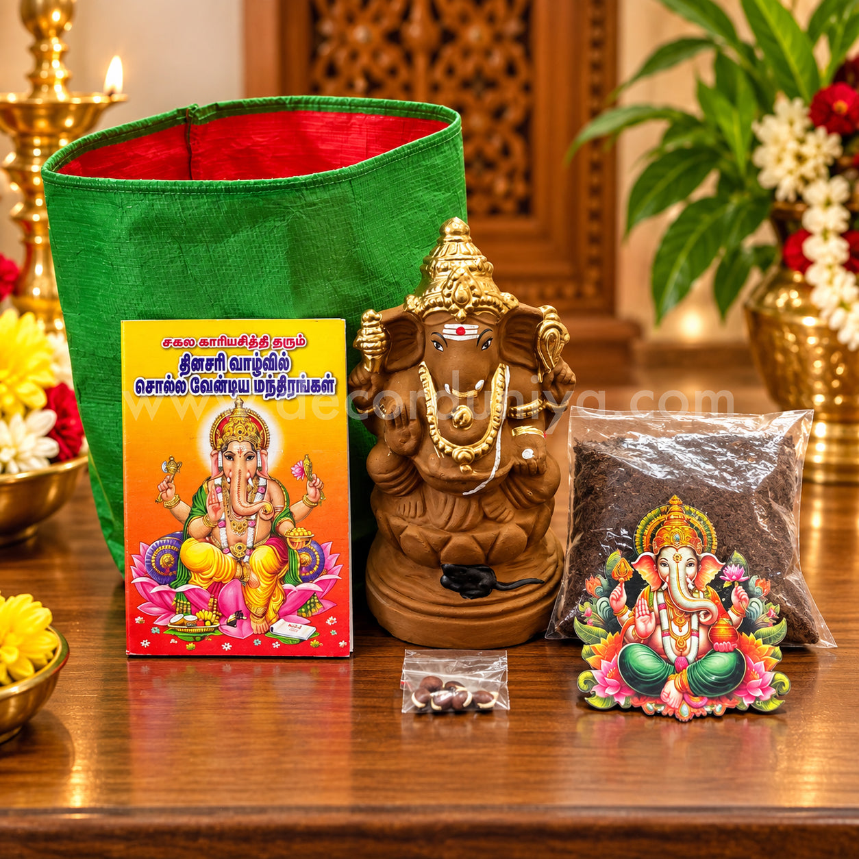 Clay Traditional Seed Vinayagar | Soil | Seeds with Grow Bag - CTSV2