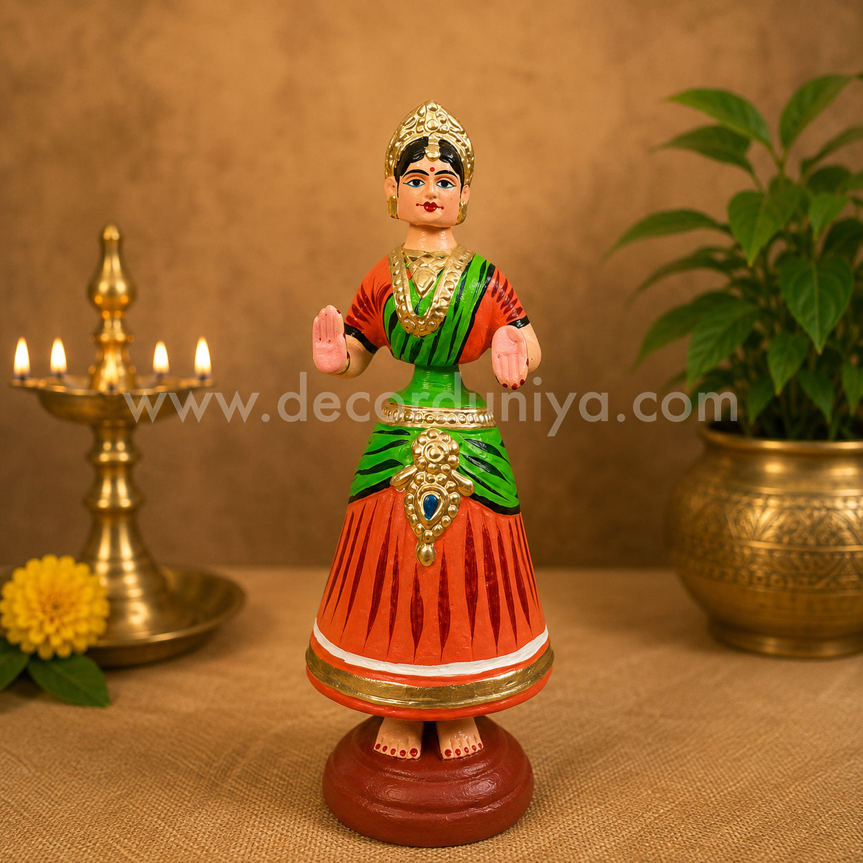 Traditional Thanjavur Dancing Lady Doll | Thalaiyatti Bommai | Paper Mache | 12 Inches - TD114