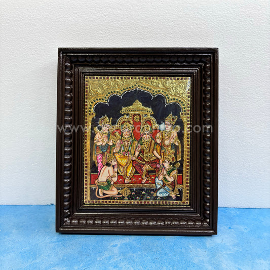 Tanjore Painting | Ram Darbar | Ramar Pattabhishekam | Chettinad Frame | - Gold Foil  - TPM116