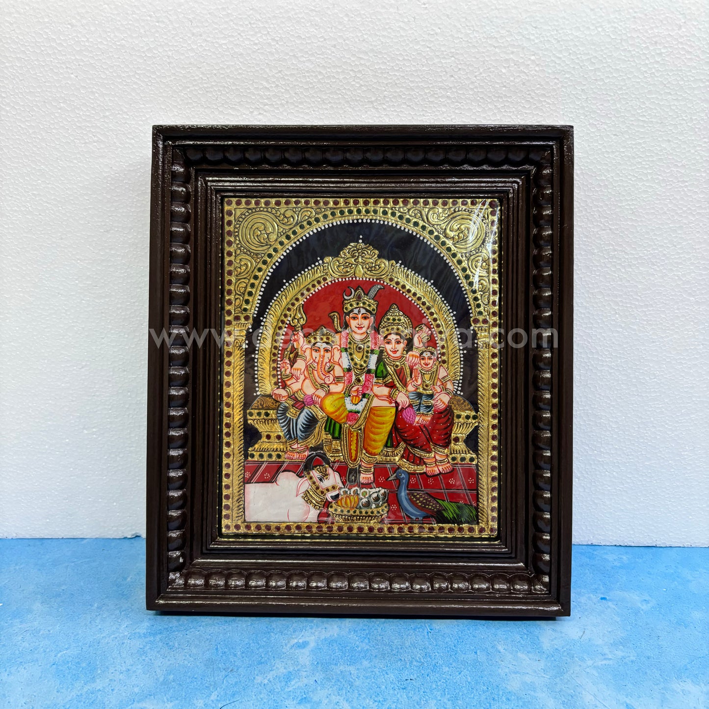 Tanjore Painting | Sivan Family | Chettinad Frame | - Gold Foil  - TPM119
