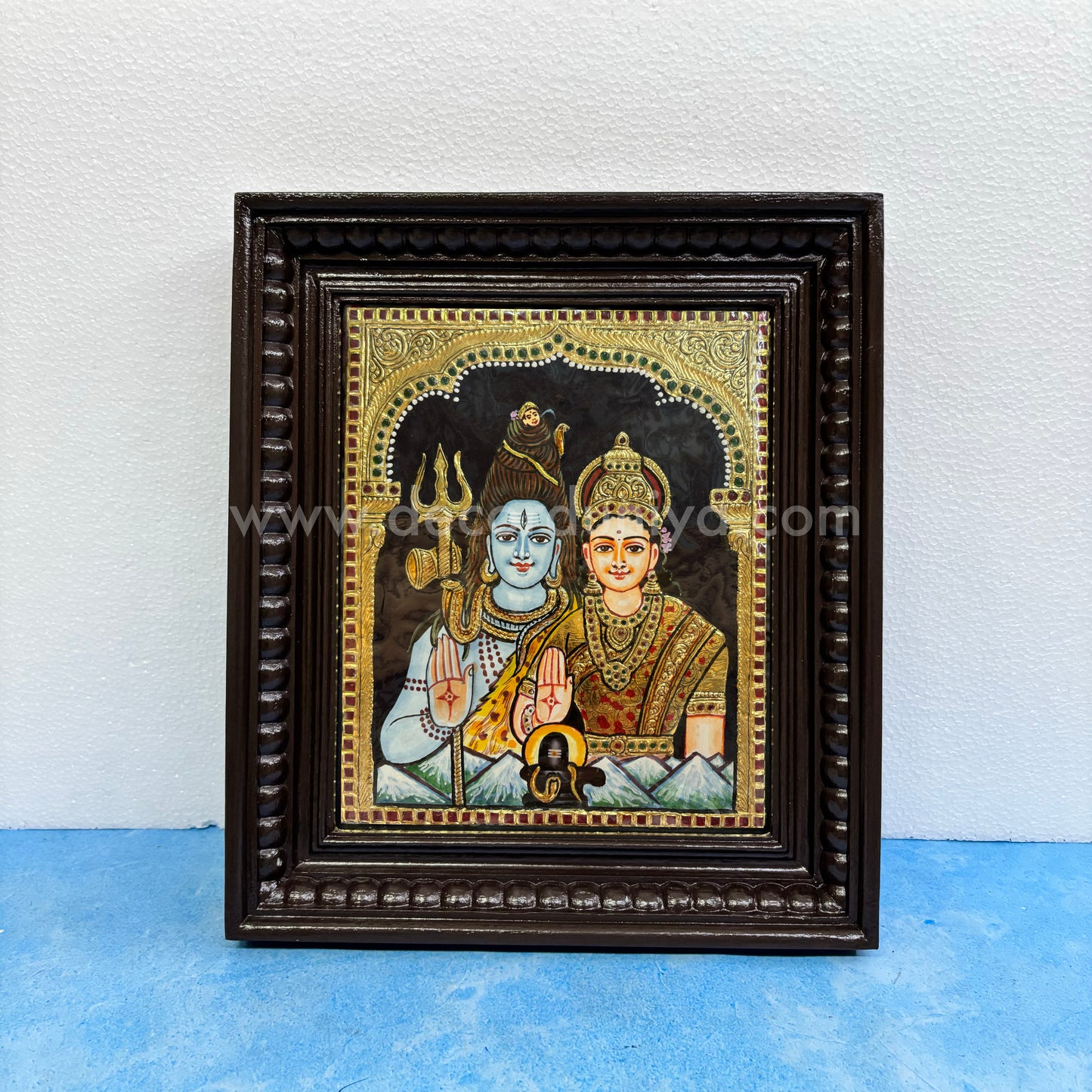 Tanjore Painting | Sivan Parvathy  | Chettinad Frame | - Gold Foil  - TPM121