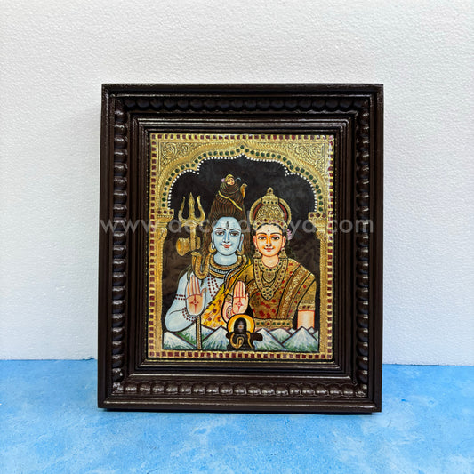 Tanjore Painting | Sivan Parvathy  | Chettinad Frame | - Gold Foil  - TPM121