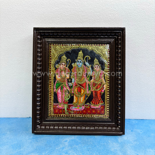Tanjore Painting | Ram Darbar | Ramar Pattabhishekam  | Chettinad Frame | - Gold Foil  - TPM123