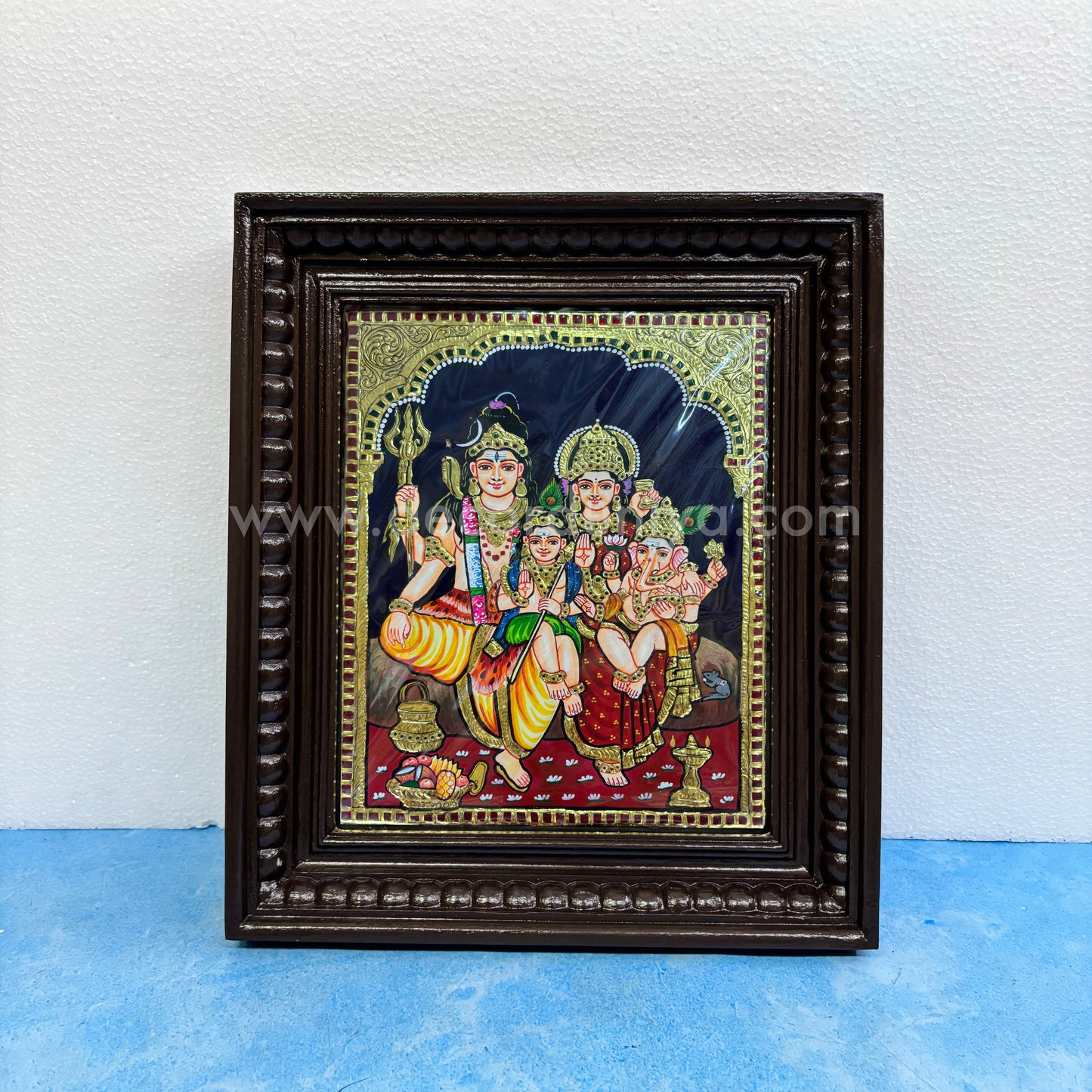 Tanjore Painting | Sivan Family  | Chettinad Frame | - Gold Foil  - TPM124